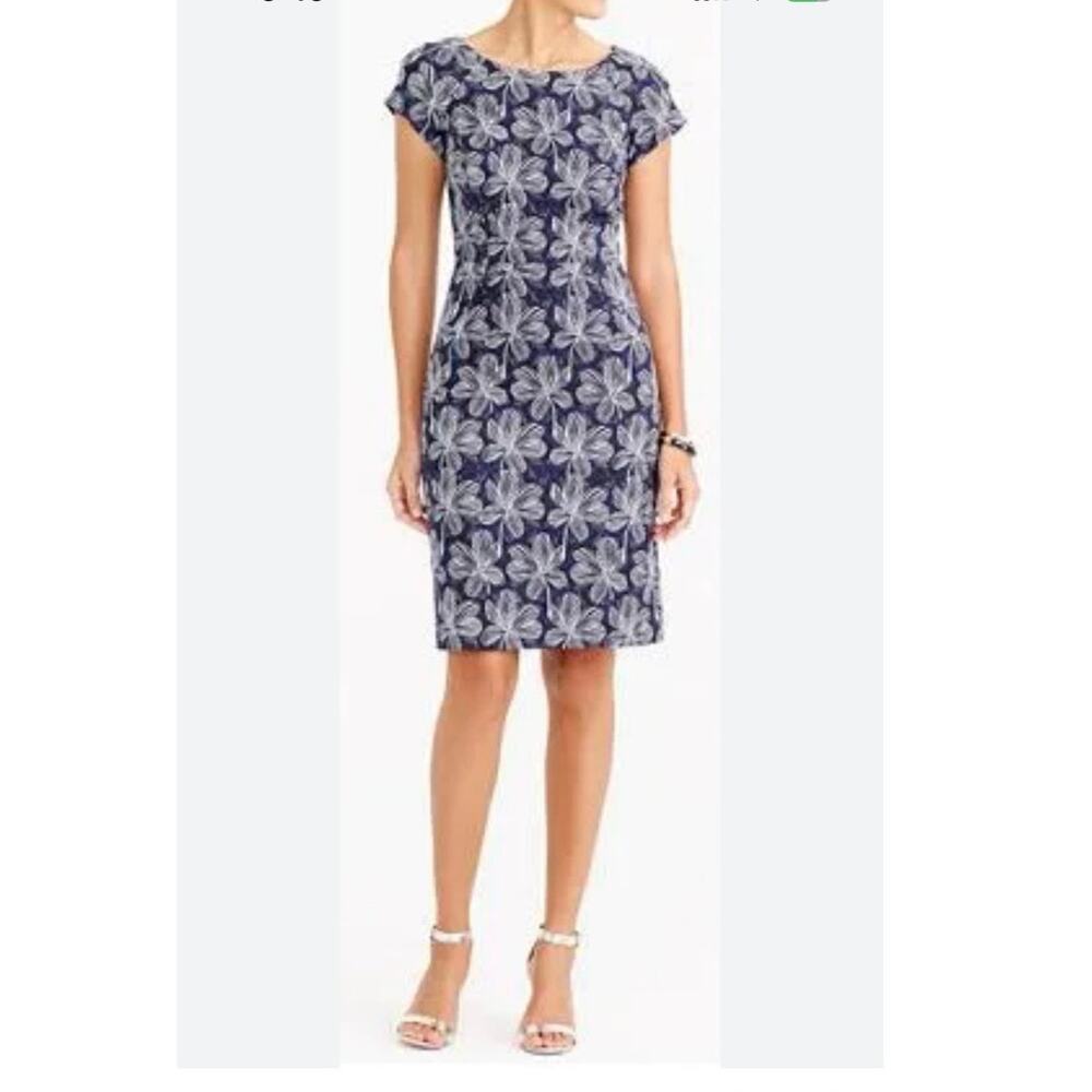 J.Crew dress large floral printed basket weave sheath NWT Hawaiian office cotton - Picture 2 of 11